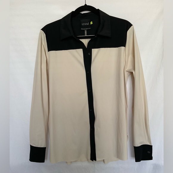 Lysse Tops - Lysse Black and Cream Button Down Shirt